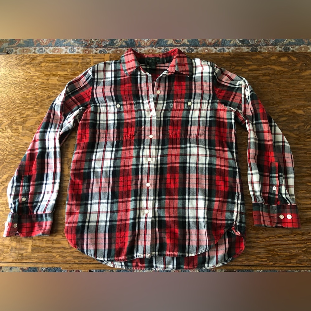 Ralph Lauren Women’s Red/Green/White Plaid Button-Down Shirt